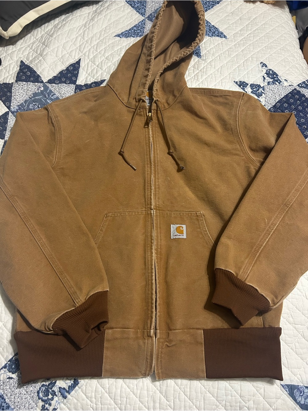 Vintage helmets to hardhats Carhartt Brown Hooded Zip-Up Work Jacket